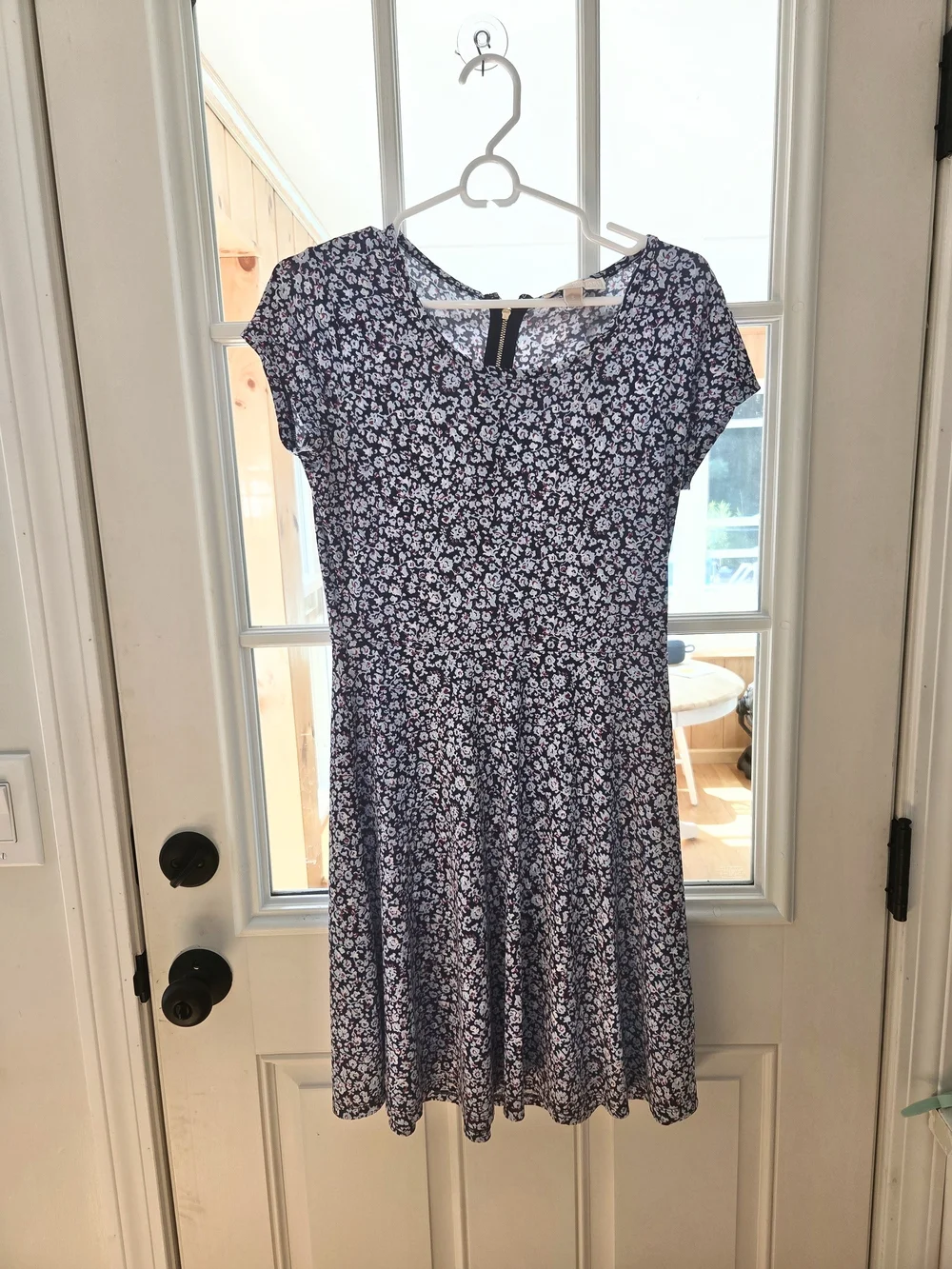 Michael Kors Navy and White Floral Fit & Flare Dress